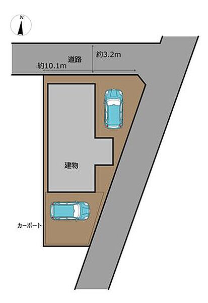 【リフォーム中】区画図です。カーポートがあります。2台駐車可能になる予定です。