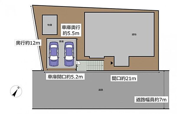 【駐車スペース】駐車は、車庫に普通車並列2台です。