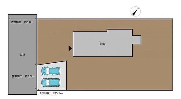 【区画図】駐車場は普通車並列2台可能です。