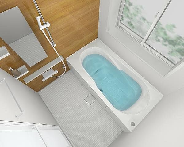 【同仕様画像】ユニットバスは新品に交換します。浴槽は大人も足を伸ばしてゆったり浸かれる広さです。