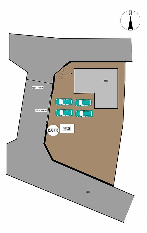 【リフォーム中】駐車場拡張後の区画図です。防火水槽は五戸町所有です。点検等は五戸消防署が行います。