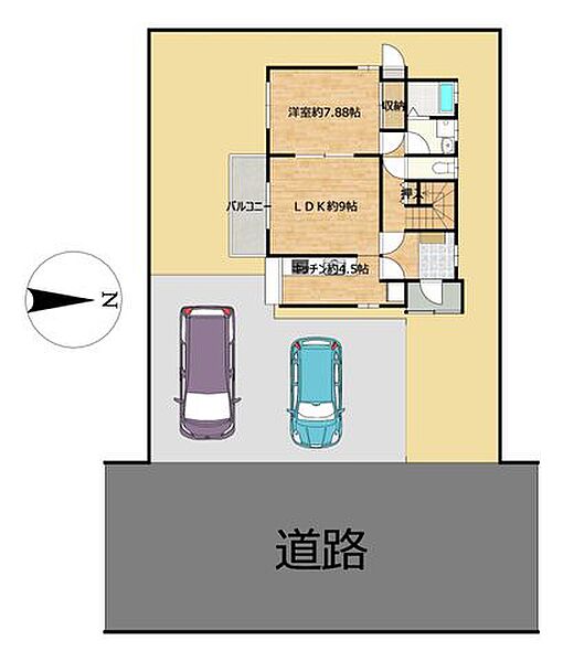【区画図】駐車場の拡張工事を実施しました。2～3台駐車可能です。