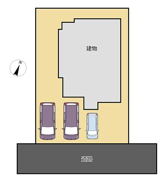 【区画図】駐車場は3台駐車可能です。