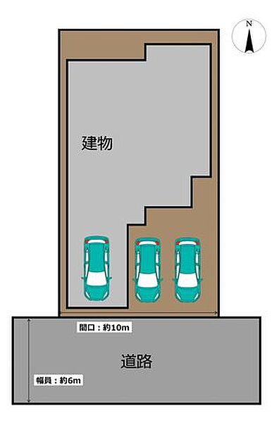 【区画図】車庫も含め普通車3台駐車可能です。週末はもちろん平日でもご案内可能です。（要相談）（定休日火曜日水曜日除く）