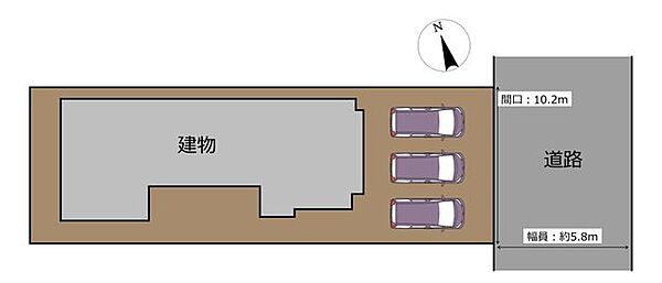 【区画図】普通車3台並列駐車できるように砕石で整地しました。週末はもちろん平日でもご案内可能です。（要相談）