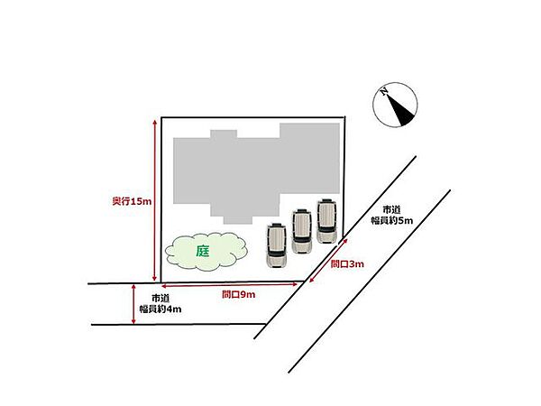【リフォーム済／区画図】区画図です。お車は4台駐車可能です。複数台停められると来客時も安心ですね。