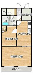 ライオンズマンション八木山 2DKの間取図画像