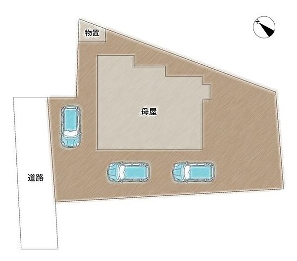 【リフォーム完了】区画図です。駐車場拡張を行いましたので乗用車3台分のスペースがございます。