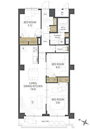 ダイアパレス女池上山 3LDKの間取図画像