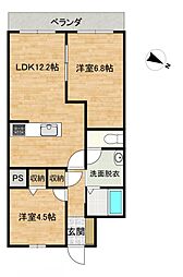 万代グレース 2LDKの間取図画像