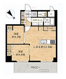 コープ野村万代 2LDKの間取図画像