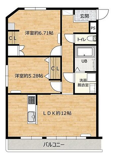 【リフォーム中】お風呂は広々1坪サイズの2LDKです