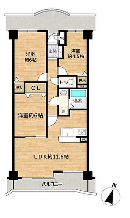 【リフォーム後間取り(予定)】3LDKの間取りです。