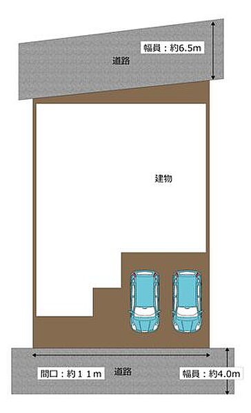 【リフォーム中】区画図です。駐車場拡張し、2台並列で停められるようになります。