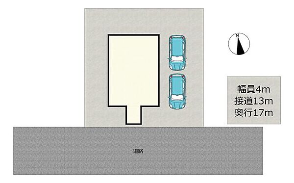 区画図です。車庫部分を解体し、縦列2台駐車が可能になります。