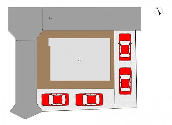 【リフォーム後配置図】駐車4台（車種による）・庭付きです。