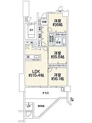 サーパス見和イーストテラス 3LDKの間取図画像