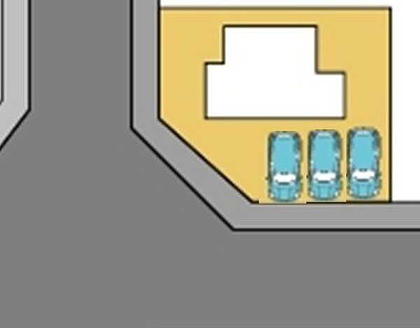 【区画図】南西の角地です。拡張して並列3台になります。