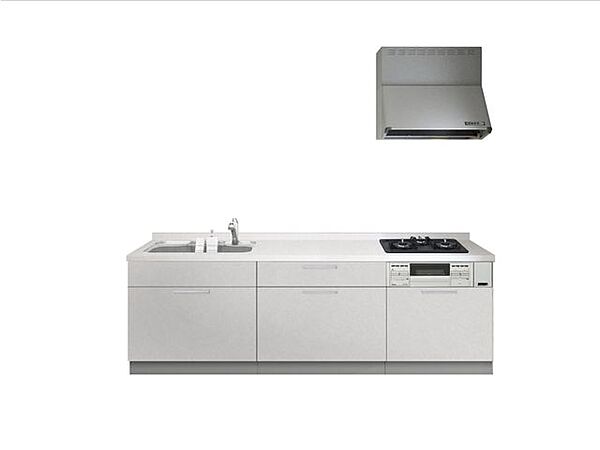 【同仕様画像】キッチンは新品のシステムキッチンに交換します。天板が人造大理石で熱や傷に強くお手入れがしやすいです。