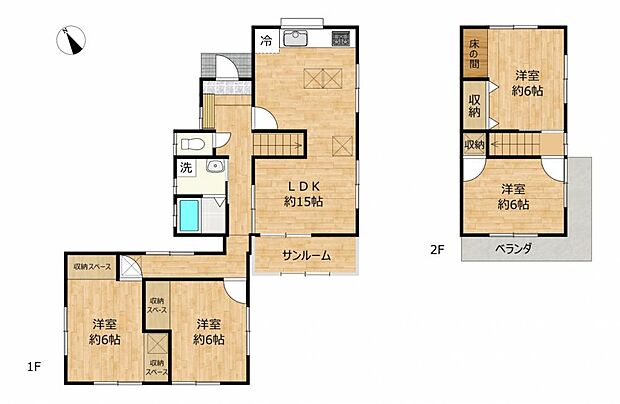 【リフォーム後間取図】4LDKの2階建てです。クロス張替えや照明交換、水廻り交換などリフォームしていきます。お客様の住みやすさを考え、清潔で安心できるお家に生まれ変わりますよ。