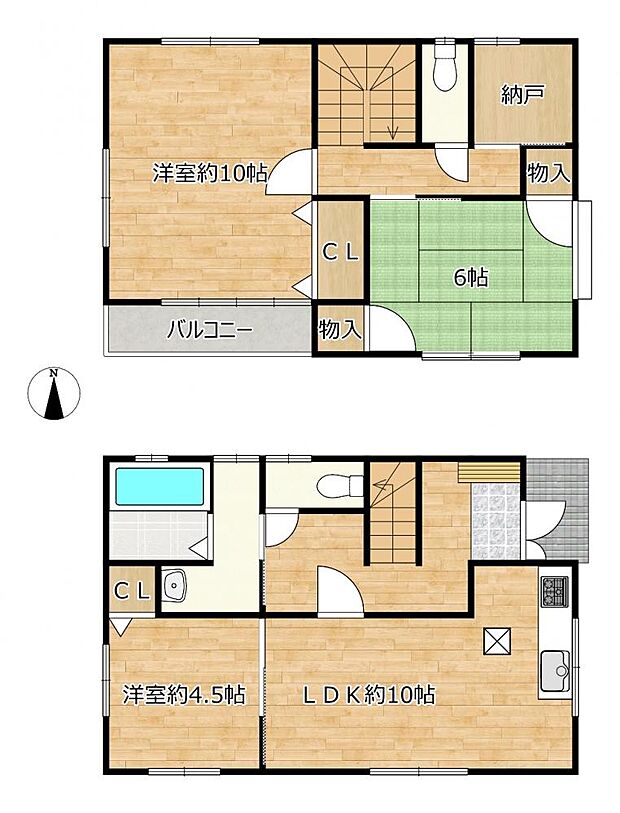 【リフォーム後間取図】3LDKの2階建てに変更予定です。クロス張替えや照明交換などリフォームしています。お客様の住みやすさを考え、清潔で安心できるお家に生まれ変わりました。