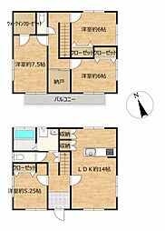 つくば市谷田部　戸建て 4LDKの間取り