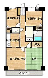 サンレイ土浦 3DKの間取図画像