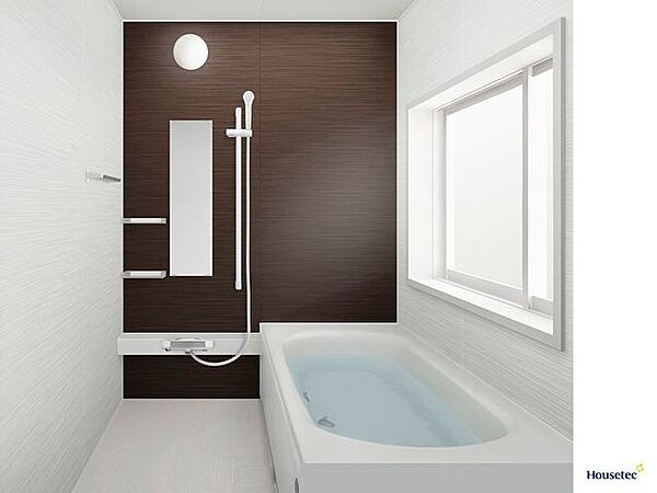 【同仕様写真】浴室はハウステック製の新品のユニットバスに交換します。広々とした浴槽で、1日の疲れをゆっくり癒すことができますよ。