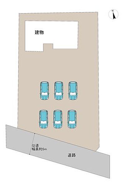 区画図。土地119坪ありますのでお車がゆったり停められます。