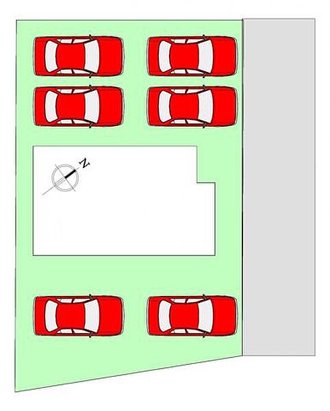 【区画図】土地61.67坪、駐車場6台。駐車スペースを拡張します。外壁塗装、駐車スペース拡張、庭木伐採、砕石敷き込み。