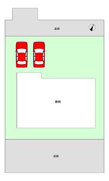 【区画図】駐車は並列2台可能です。愛車を守るカーポート付き。