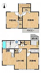 伊勢崎市上諏訪町　戸建て 3LDKの間取り