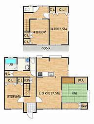 伊勢崎市山王町　戸建て 4LDKの間取り