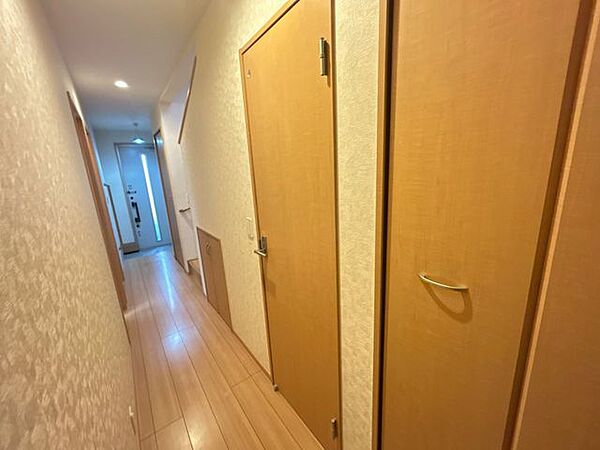 1階の廊下です。収納もあるので日用品をしまっておけます。