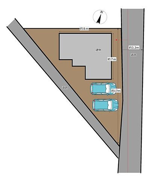 【リフォーム済/区画図】普通車2台が駐車可能です。