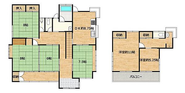 【間取り図】間取り変更を行い、LDｋの拡張と一部、和室を洋室に変える予定です。