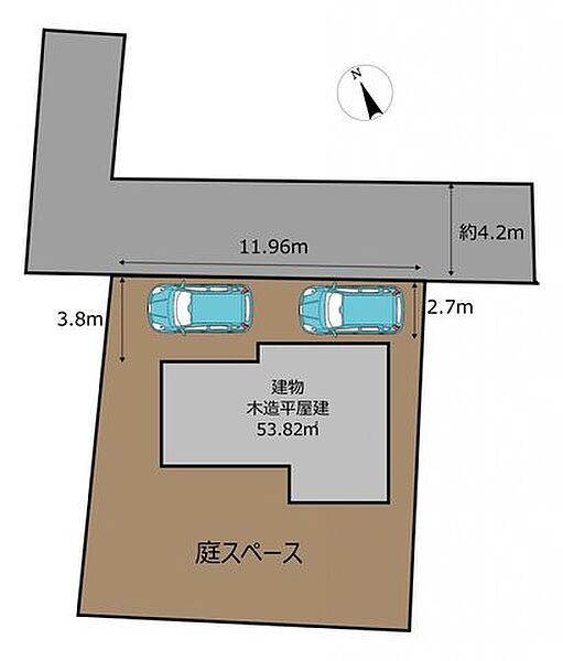 【リフォーム中】駐車場は横付け2台駐車可能です。南側はお庭のスペースがありますので家庭菜園等にご利用いただけます。