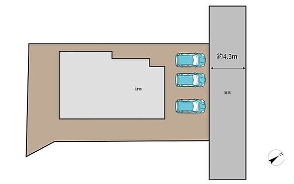 【リフォーム中/区画図】駐車3台可能です。2台分のカーポート付きです。