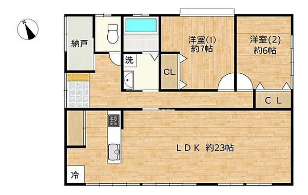 【リフォーム中/間取図】建物面積27坪、2LDKへ間取り変更です。平家はライフステージが変わっても、