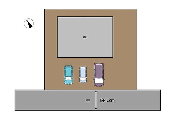 【区画図】土地面積は90坪あり、駐車スペースは普通車3台分の広さがございます。