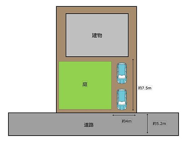 【区画図】駐車場の拡張工事を行います。縦並列4台駐車可能になります。