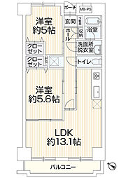 ビューパレー三島 2LDKの間取図画像