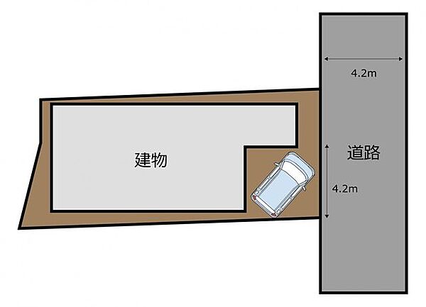 【区画図】玄関前は軽自動車1台分の駐車スペースに拡張しました。