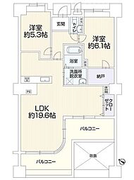 ザ・エンブルサウス静岡 2SLDKの間取図画像