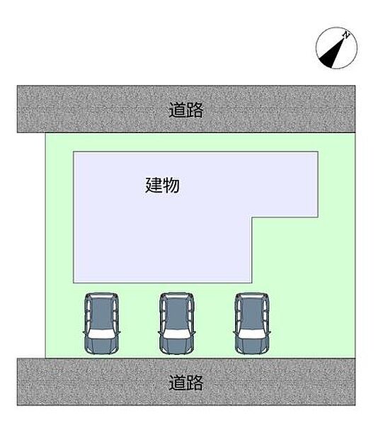 【現況販売/区画図】駐車可能台数は並列で3台です。