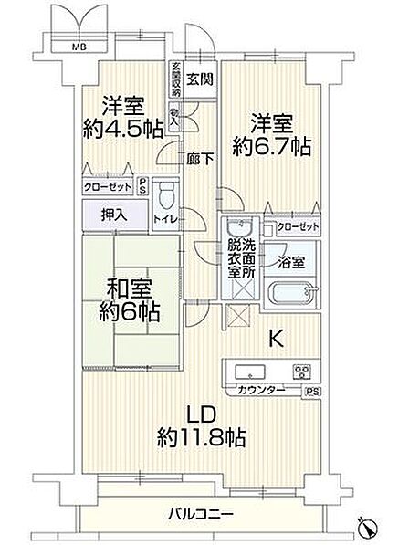 3LDK 間取り