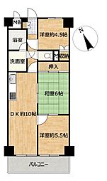 サニーパレス元城 3DKの間取図画像