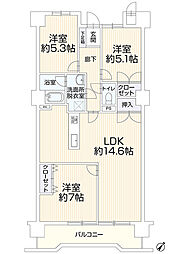 シャトー浅山 3LDKの間取図画像