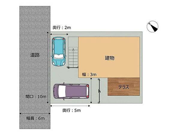 区画図　駐車2台可能です。