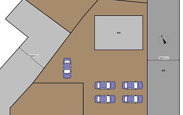 【リフォーム中】予定区画図です。駐車計5台可能になる予定です。